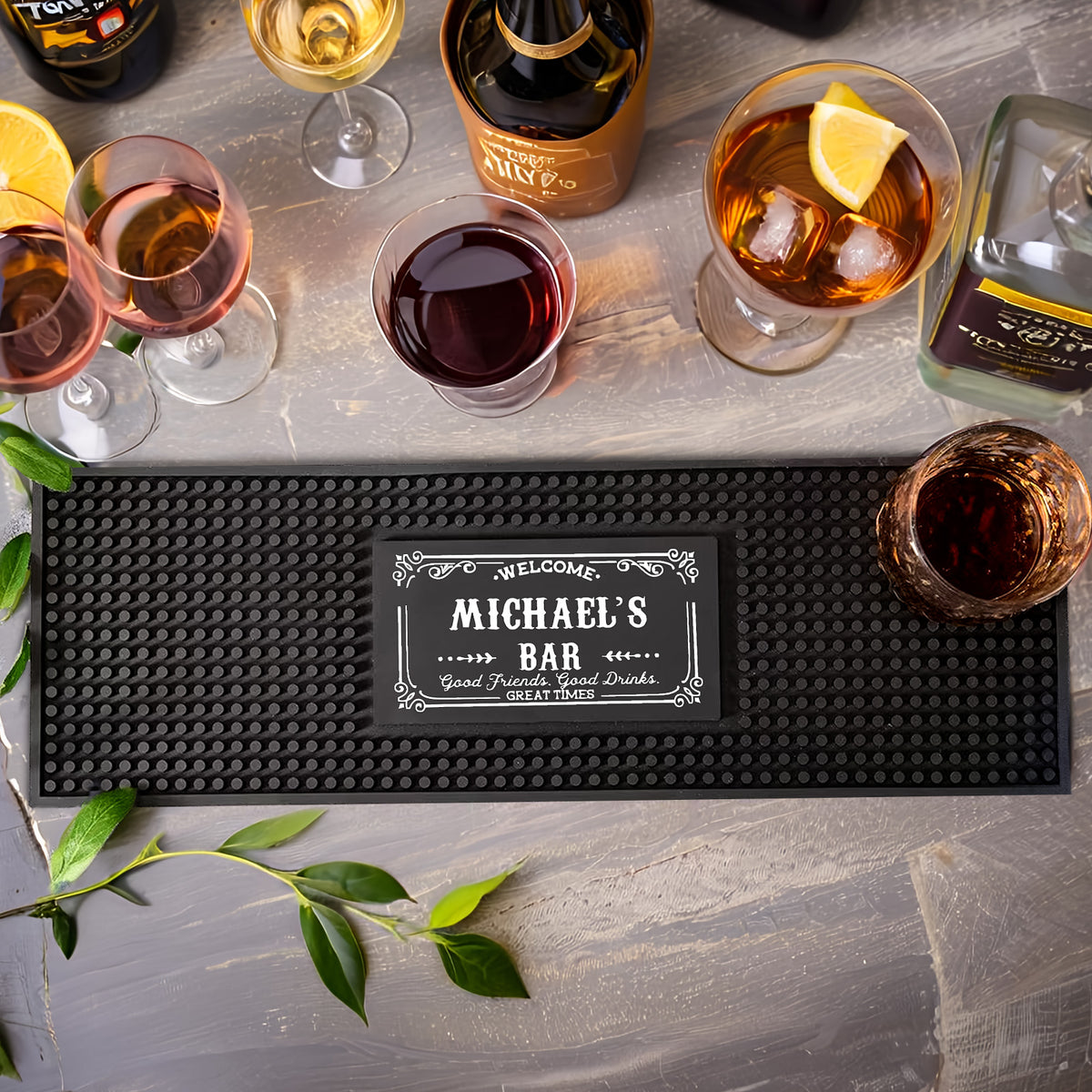 Personalised Bar Mat Non-slip PVC Rubber Bar Mat Custom Bar Name