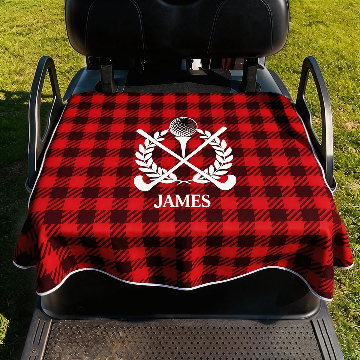 Funda personalizada para asiento de carrito de golf con nombre, inicial o logotipo. Accesorios para campo de golf 51" × 31.5" Ajuste universal para carritos de 2 asientos. Regalos para papá o esposo entusiasta del golf.