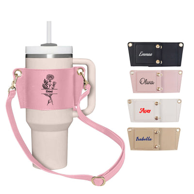 Portabotellas personalizado con correa, portabotellas de cuero sintético personalizado