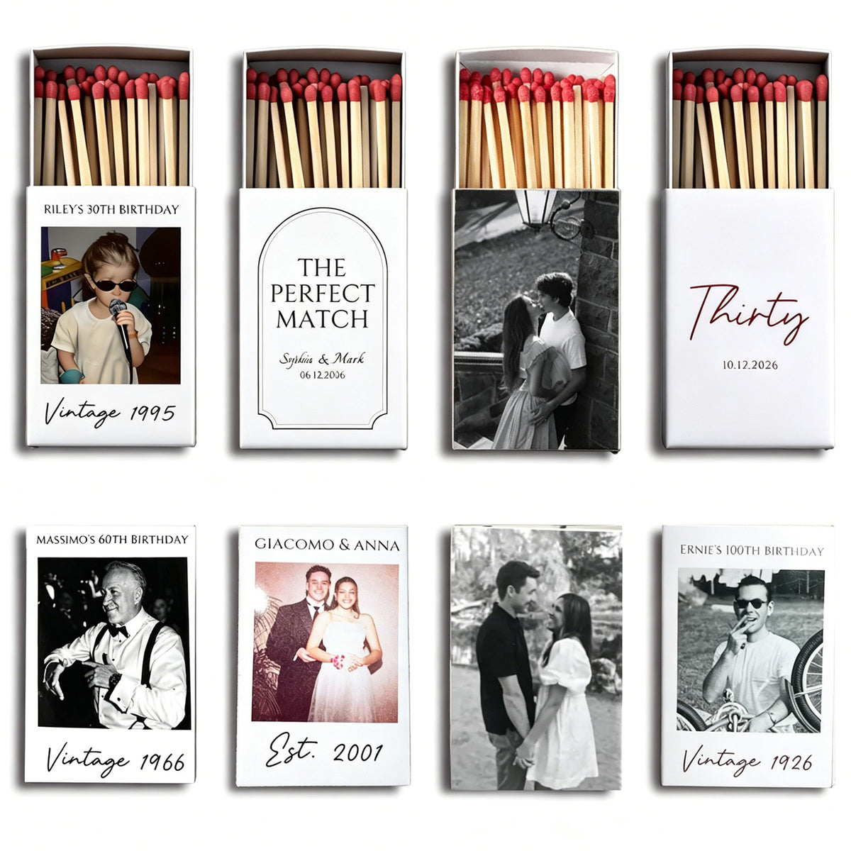 Personalized Matchbooks Bulk Custom Photo Matchbooks for Birthday Wedding Engagement Party Favors Birthday Table Decor Without Matches Gifts for Husband Wife Dad Mom Family Friends