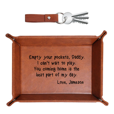 Bandeja de almacenamiento de cuero personalizada para papá - Regalo del Día del Padre, Regalo para papá primerizo