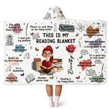 Personalized Reading Blanket Hoodie Custom Name Portrait Birth Flower This Is My Reading Blanket Snuggie Wearable Blanket Birthday Gift for Librarians Book Lover Bookworm Writer Student