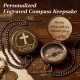 Personalized Engraved Compass with Wooden Box Custom Brass Pocket Compass with PU Leather Storage Pouch for Camping Hiking Fishing Vintage Antique Keepsake Father's Day Birthday Xmas Gifts