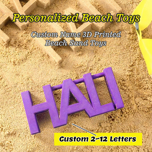 Personalized Name Sand Toys Custom Name 3D Printed Beach Tool Summer Outdoor Beach Toys Birthday Gifts for Kids Toddler Adult Family Grandson Granddaughter