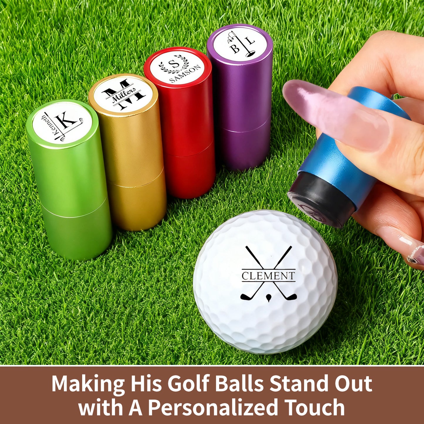 Personalized Large Golf Ball Stamp – 20 mm Logo with Metal Storage Case Custom Name or Logo Reusable Golf Ball Marking Men's Golf Accessories Gifts for Golf Lovers Golfers Dad Husband