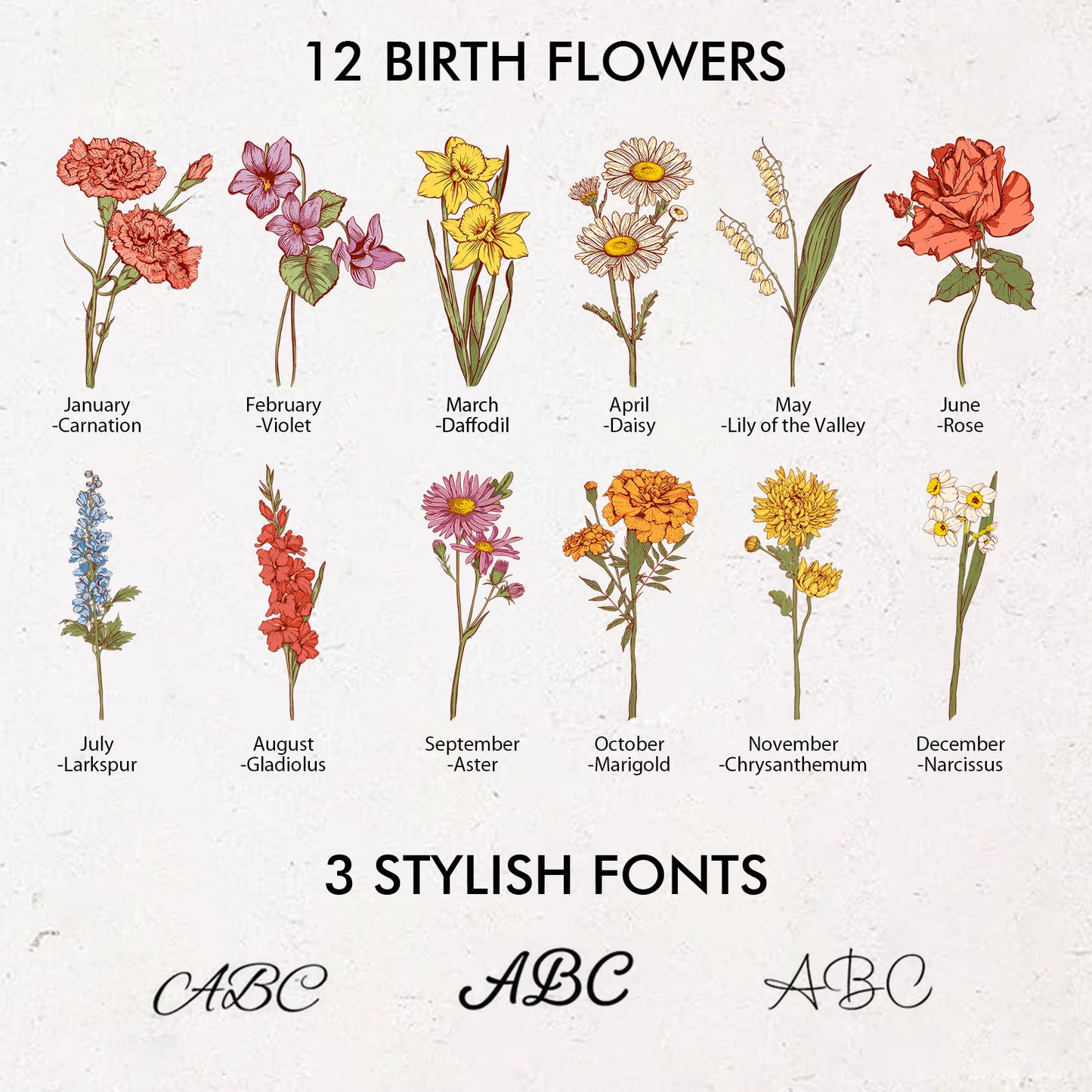 Personalized Birth Flower Corduroy Tote Bag
