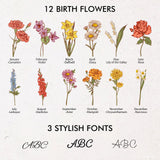 Personalized Birth Flower Corduroy Tote Bag for Women  Custom Name Large Shoulder Bag with Zipper