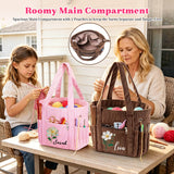 Personalized Birth Flower Corduroy Crochet Bag for Women, 11.5" Large Yarn Storage with Custom Name, Multiple Pockets & Grommets, Needle Holders, Knitting Bag for Crochet Lovers, Mom, Grandma
