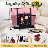 11Personalized Oxford Tote Bag for Women Custom Cartoon Lady Birth Flower Travel Storage Bag with Name Large Capacity Bag for Office Travel Beach Shopping Picnic Birthday Gift for Women
