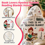 Personalized Reading Blanket Hoodie Custom Name Portrait Birth Flower This Is My Reading Blanket Snuggie Wearable Blanket Birthday Gift for Librarians Book Lover Bookworm Writer Student