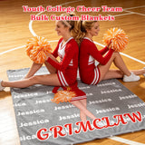 Personalized Cheer Blanket for Girls, Custom Name & Cartoon Character Throw Cheer Team Gift for Adults, Team, Girls, Dancers & Athletes, Soft Fleece Blanket for Bedroom, Travel & Competitions