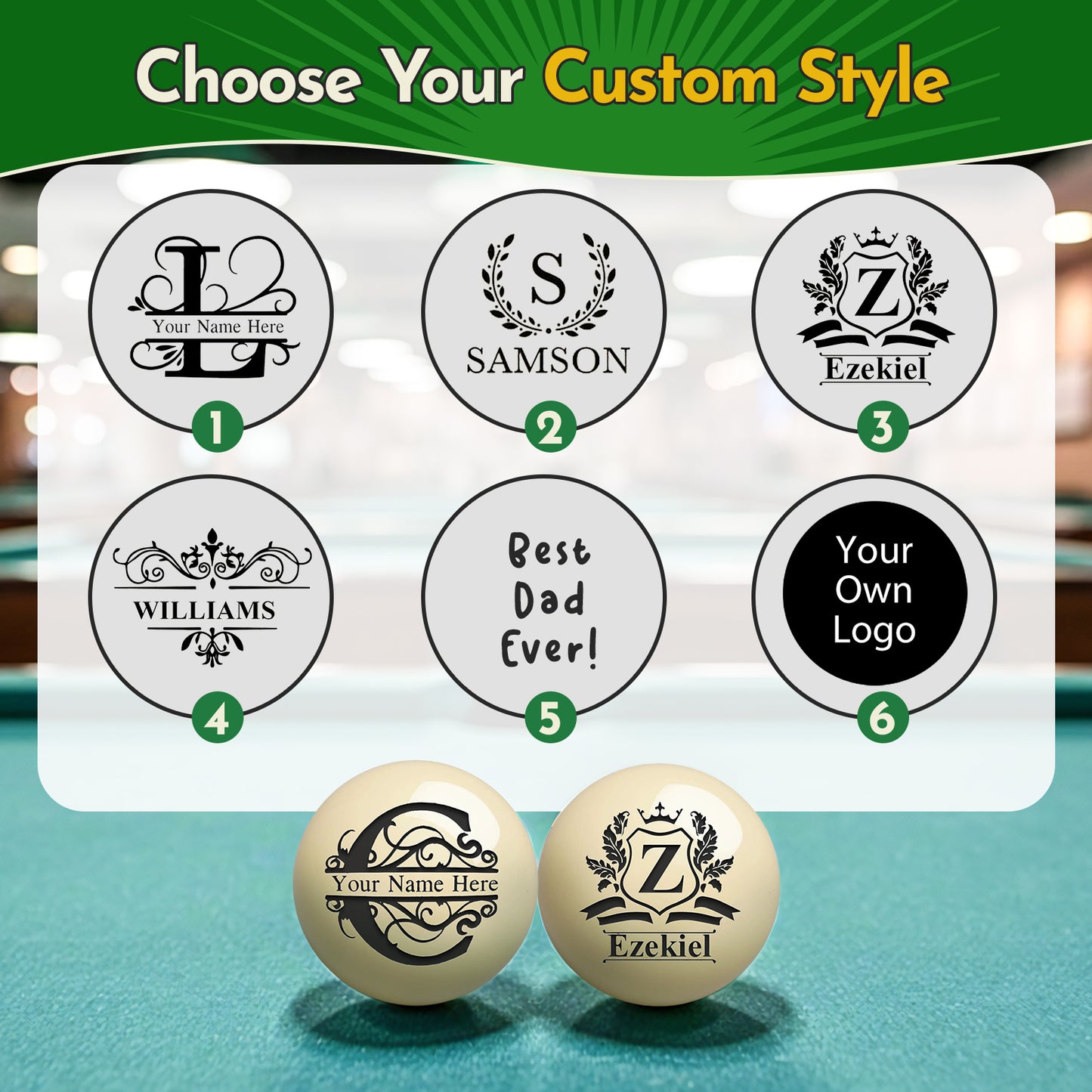 Personalized Billiards Cue Ball with Pouch Engrave Text or Logo Custom Monogram 57mm Cue Ball Birthday Gifts for Dad Husband Billiards Player Billiards Lover Wedding Father's Day Gifts