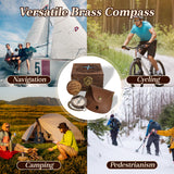 Personalized Engraved Compass with Wooden Box Custom Brass Pocket Compass with PU Leather Storage Pouch for Camping Hiking Fishing Vintage Antique Keepsake Father's Day Birthday Xmas Gifts