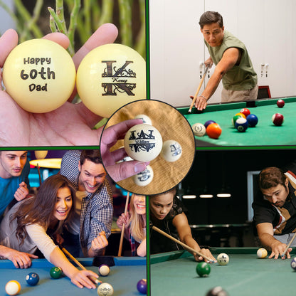 Personalized Billiards Cue Ball with Pouch Engrave Text or Logo Custom Monogram 57mm Cue Ball Birthday Gifts for Dad Husband Billiards Player Billiards Lover Wedding Father's Day Gifts