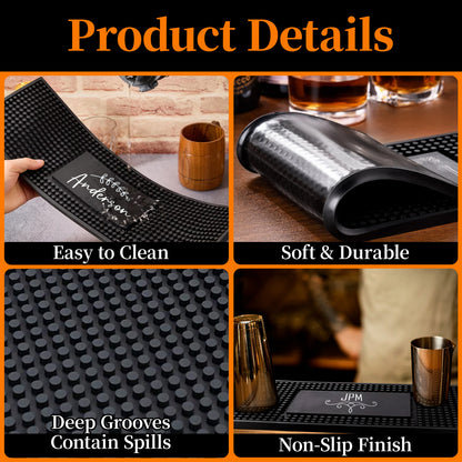 Personalised Bar Mat Non-slip PVC Rubber Bar Mat Custom Bar Name Spill Mat for Countertop Home Bar Coffee Bar Gifts for Bartender Drinking Lover Cocktail Lover Lover Newlywed Beer Mat Decor
