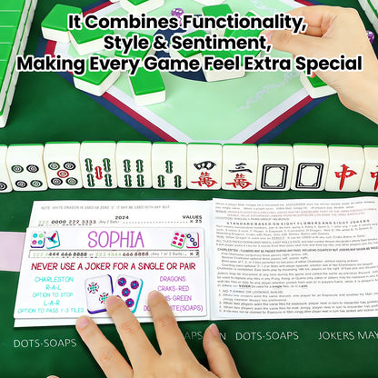Personalized Acrylic Mahjong Line Reader with Rules and Name Accessories Tool Gifts for Parties Game Nights Birthday Gifts for Lovers Beginners Family Friends Wife
