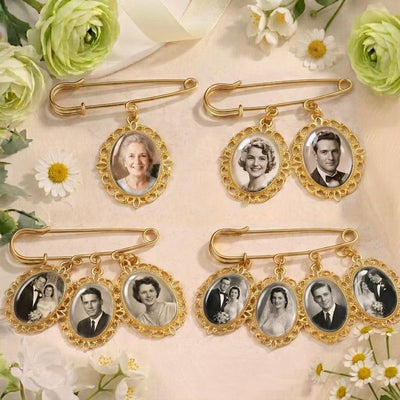 Personalized Wedding Photo Charm Memorial Bridal Bouquet Groom Memorial Pin Wedding Memorial Gifts