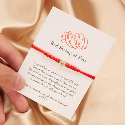 2 Pcs Custom Letter Red String Bracelet