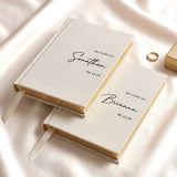Personalized Wedding Vow Books Set of 2 Hardcover Linen Vow Books Luxury Speech Notebook Wedding Keepsake 60 Pages Renewal & Wedding Must Haves Engagement Gift for Bride Groom