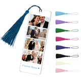 Personalized Bookmark with Photo and Text Custom Photo Acrylic Bookmark with Tassel Book Marks for Reading Gift for Women Men Readers Kids Book Lover Teacher Classmate Christmas Father's Day