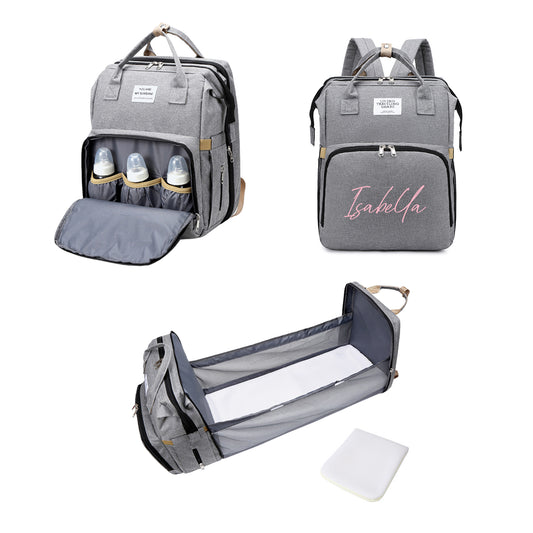 Personalized 3 in 1 Diaper Bag Backpack with Changing Station