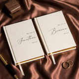 Personalized Wedding Vow Books Set of 2 Hardcover Linen Vow Books Luxury Speech Notebook Wedding Keepsake 60 Pages Renewal & Wedding Must Haves Engagement Gift for Bride Groom