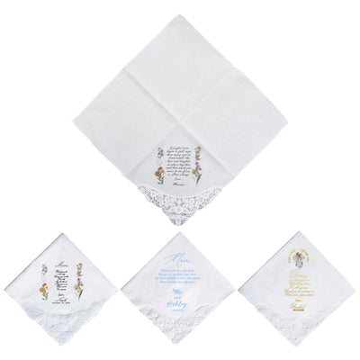 Personalized Flower Embroidered Handkerchief | Customized Cotton Hankies for Women