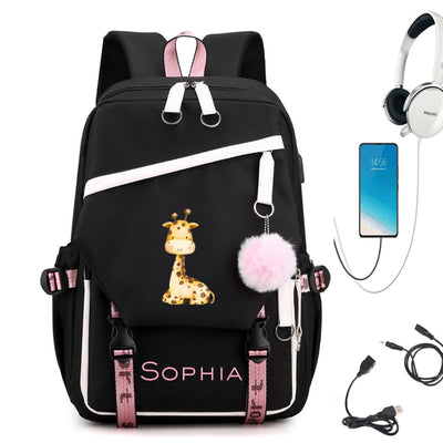 Mochila personalizada con puerto de carga USB para adolescentes (chicas y chicos)