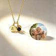 Personalized Engraved Initial Disc Photo Projection Necklace with 100 Languages I Love You Dainty Jewelry Birthday Anniversary Gift for Women