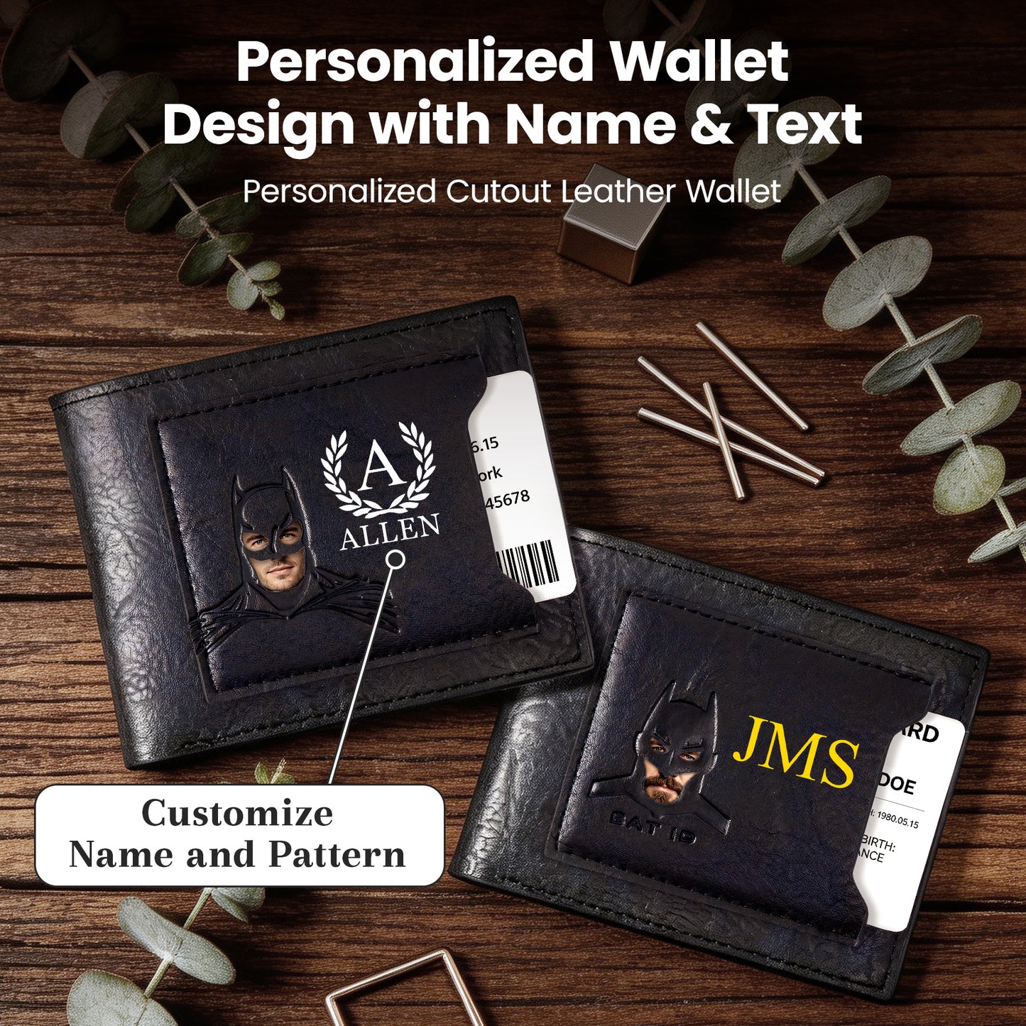 Personalized Bat Wallet with Name
