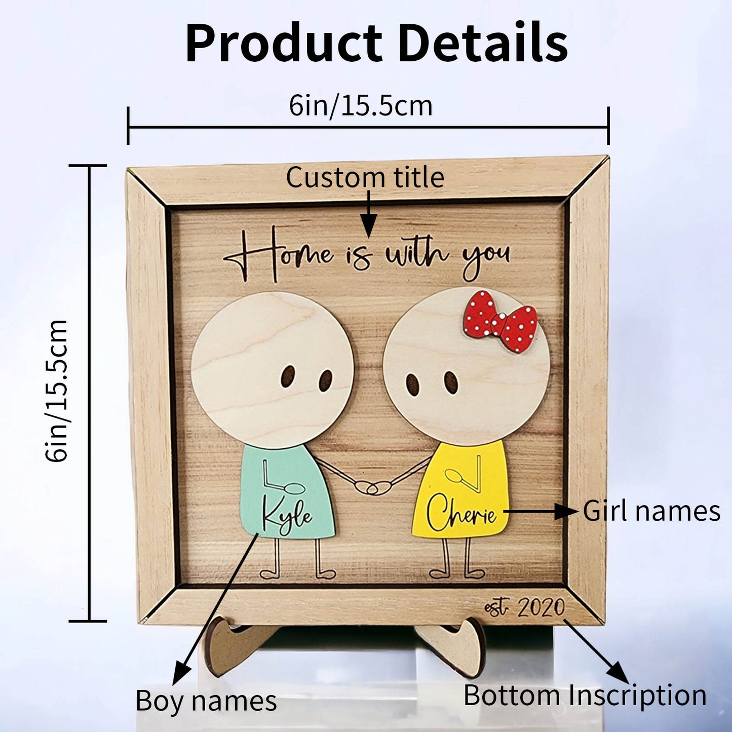 Personalized Couple Wooden Sign, Valentines Day Gift for Her/Him