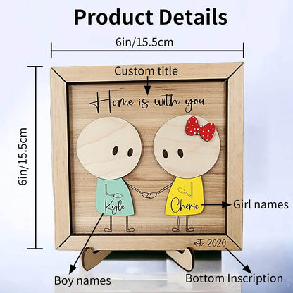 Personalized Couple Wooden Sign, Valentines Day Gift for Her/Him