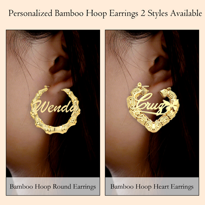 Personalized Bamboo Earrings for Women , Jewelry Gift for Women