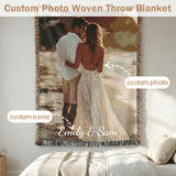 Personalized Blanket with Picture Text Custom Blanket for Mom Dad Couple Girlfriend Boyfriend Husband & Wife Home Decor Woven Tapestry Pet Memorial Blanket Gift for Wedding Anniversary-xmj