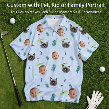 Personalized Golf Polo Shirt  Custom Face on Shirt  Funny Print Quick Dry Polo Shirt  Unisex Golf Outfits  Gifts for Golf Enthusiasts  Golfer  Dad  Grandpa Husband Boyfriend Family Friends