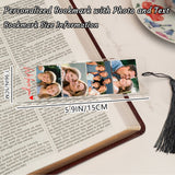 Personalized Bookmark with Photo and Text Custom Photo Acrylic Bookmark with Tassel Book Marks for Reading Gift for Women Men Readers Kids Book Lover Teacher Classmate Christmas Father's Day