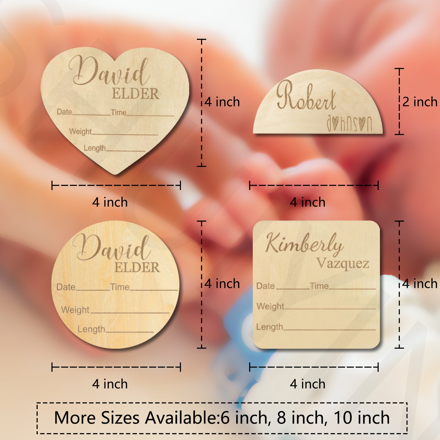 Personalized Wooden Baby Announcement Sign