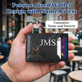 11 Personalized Bat Wallet with Name  Slim PU Leather ID Wallet Gifts for Men Husband  Boyfriend Dad  Face Eyes Cutout Card Holder with Multiple Card Slots Father's Day Birthday Anniversary