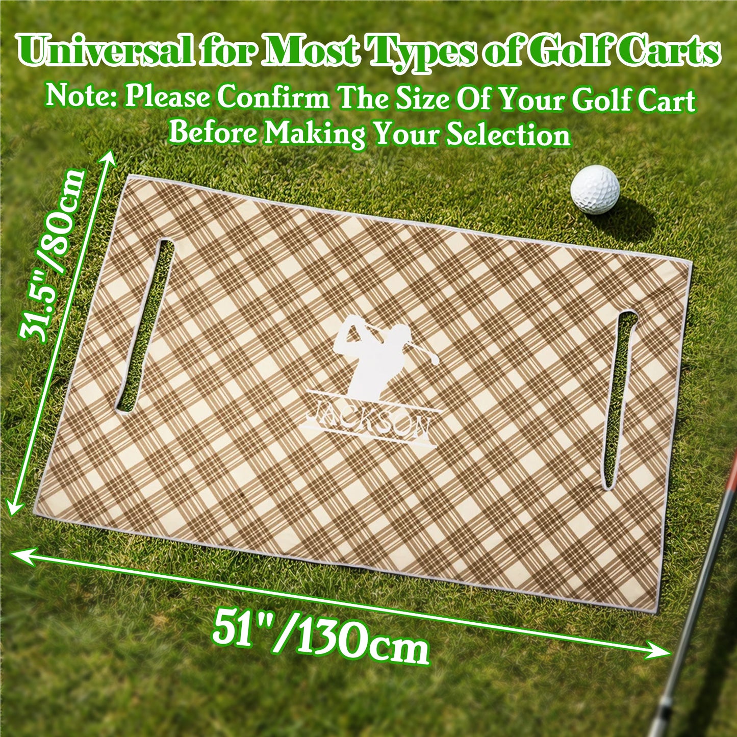 Personalized Golf Cart Seat Cover Custom Name Initial or Logo Golf Course Accessories 51" × 31.5" Universal Fit for 2-Seat Carts Gifts for Golf Enthusiast Dad Husband