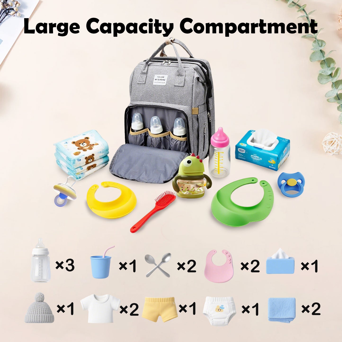 Personalized 3 in 1 Diaper Bag Backpack with Changing Station  Multifunctional Large Baby Diaper Bags for Boys & Girls Portable Custom Lightweight Changing Bag Newborn Baby Essential Gifts