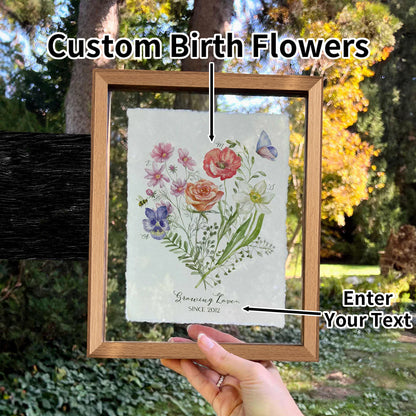 Personalized Birth Flower Family Sign