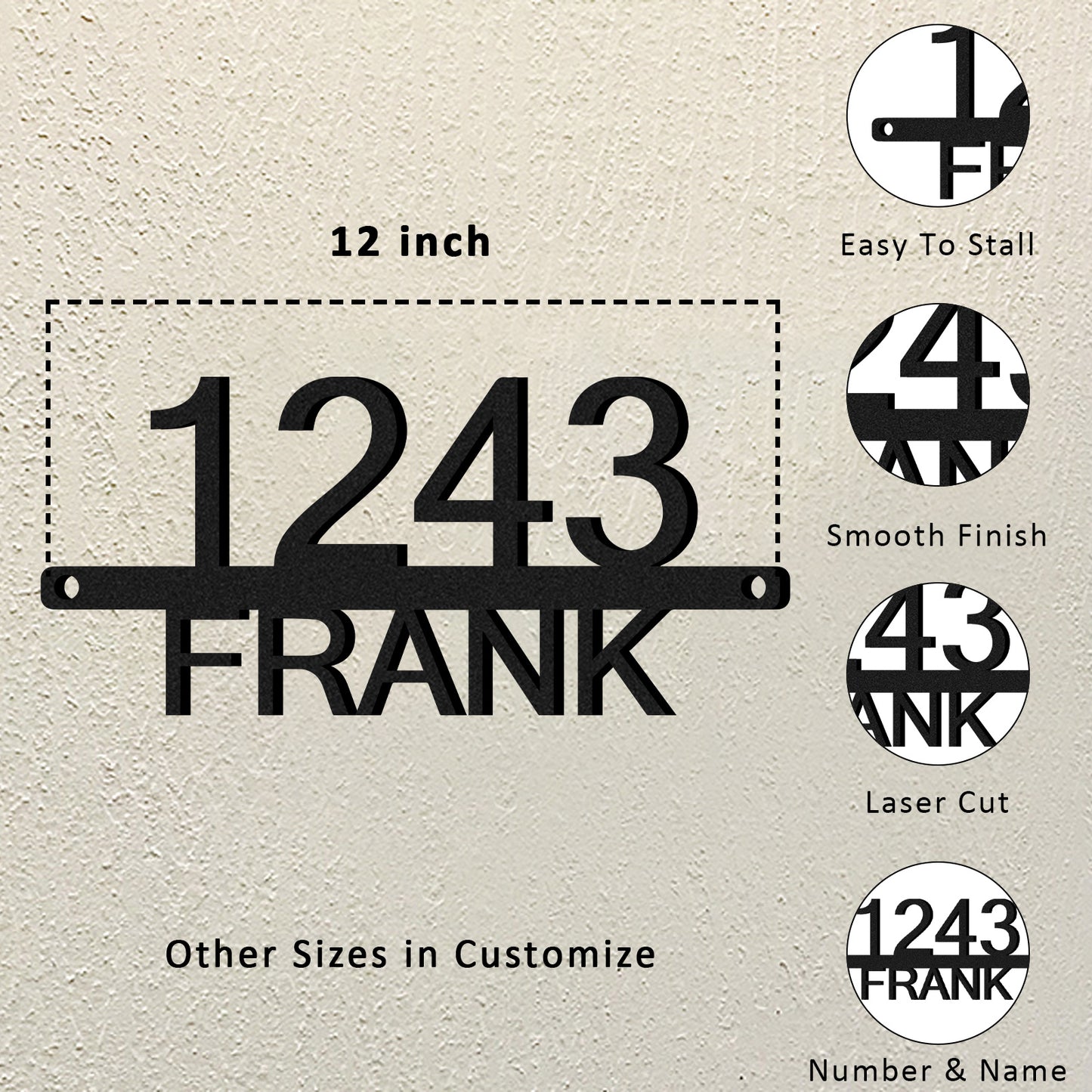 Personalized Metal House Numbers, Custom Address Sign for Outside