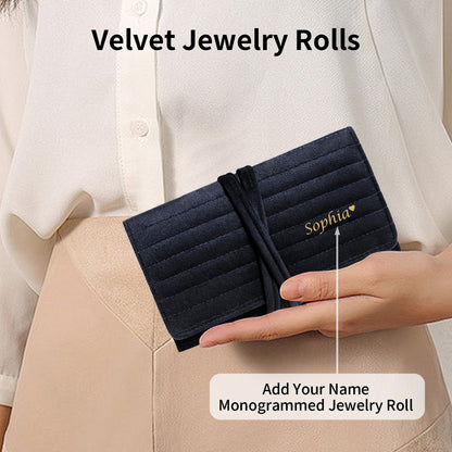 Personalized Velvet Jewelry Rolls for Women, Travel Jewelry Organizer