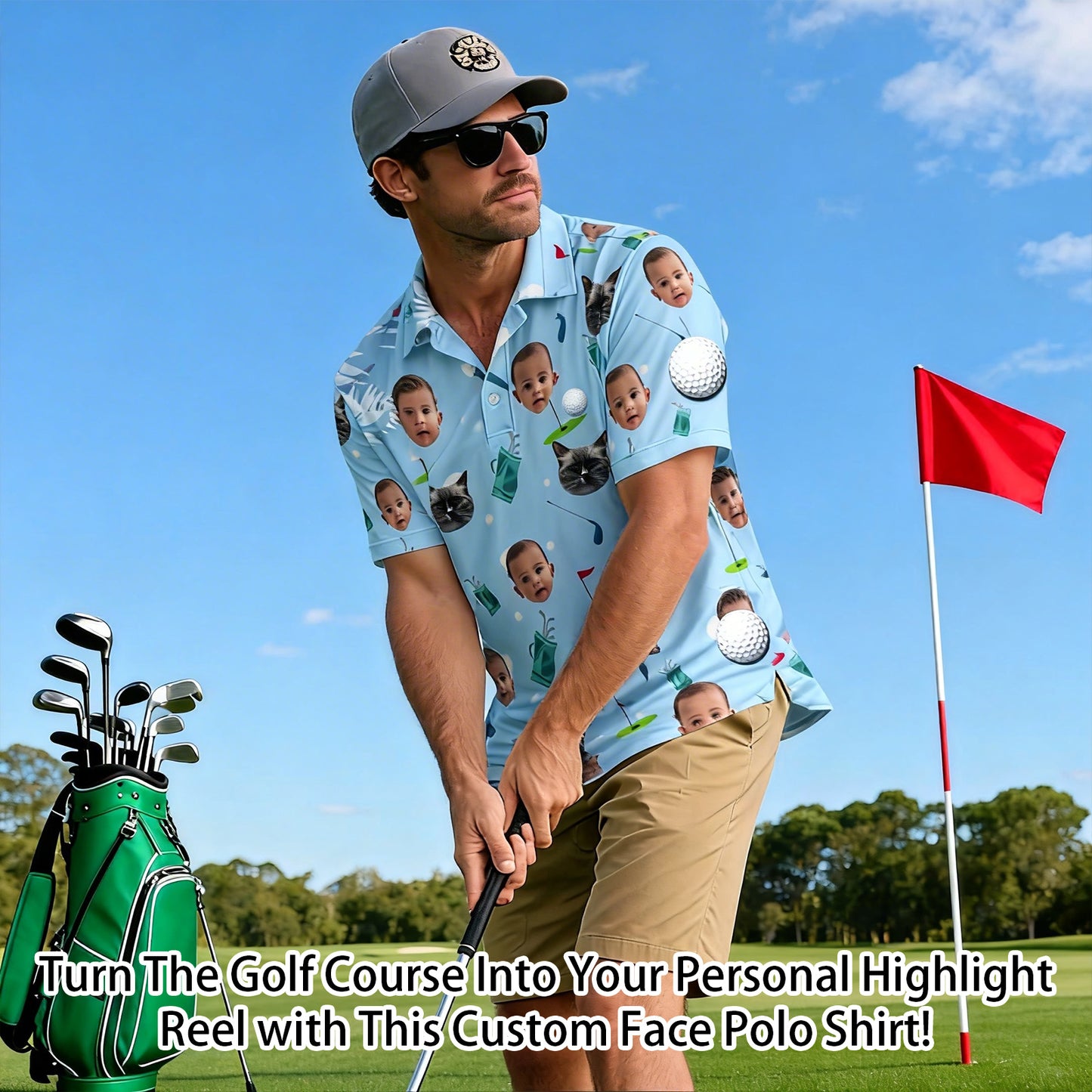 Personalized Golf Polo Shirt Custom Face