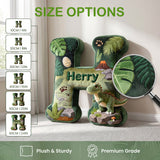 Personalized Dinosaur Letter Pillow for Kids A-Z Initial Plush Throw Cushion Custom Name Flat Printed 3D Look Sofa Decorative Pillow Birthday Xmas Gifts for Kids Boys Girls Dinosaur Lovers