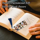 Personalized Bookmark with Photo and Text Custom Photo Acrylic Bookmark with Tassel Book Marks for Reading Gift for Women Men Readers Kids Book Lover Teacher Classmate Christmas Father's Day