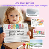 Pizarra personalizada para practicar el nombre para niños, pizarra blanca para calcar nombres con bolígrafo de borrado en seco, regalo de regreso a clases para niños de 3, 4, 5 años, preescolares, aprendizaje de escritura a mano para niños pequeños