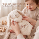 Personalized Baby Lovey Blanket Custom Embroidered Name Plush Bunny Blanket Baby Sleeping Comfort Towel Newborn Baptism Gifts for Boys Girls Baby Shower Birthday Easter
