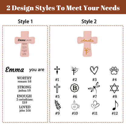 Personalized Magnetic Christian Bookmarks  Custom PU Leather Bookmark with Name & Bible Verses  Catholic Cross Book Marks  Religious Gifts for Women  Students  Teachers  Father  Book Lovers