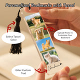 Personalized Bookmark with Photo and Text Custom Photo Acrylic Bookmark with Tassel Book Marks for Reading Gift for Women Men Readers Kids Book Lover Teacher Classmate Christmas Father's Day